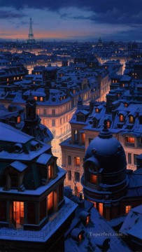 パリ Painting - 夜のパリ
